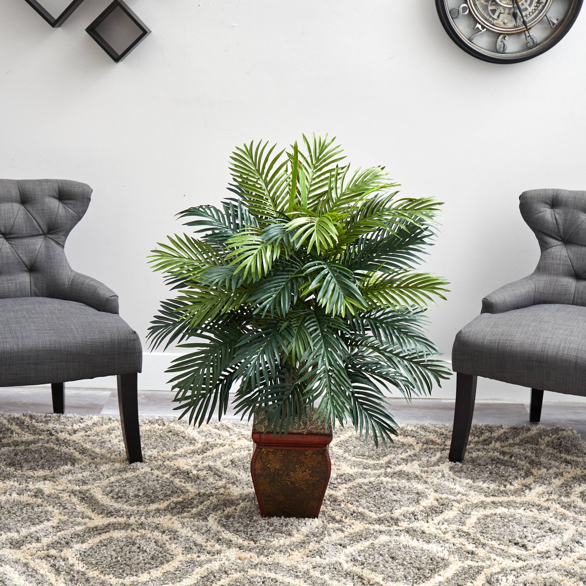 3.16ft. Areca Plant with Decorative Red Planter